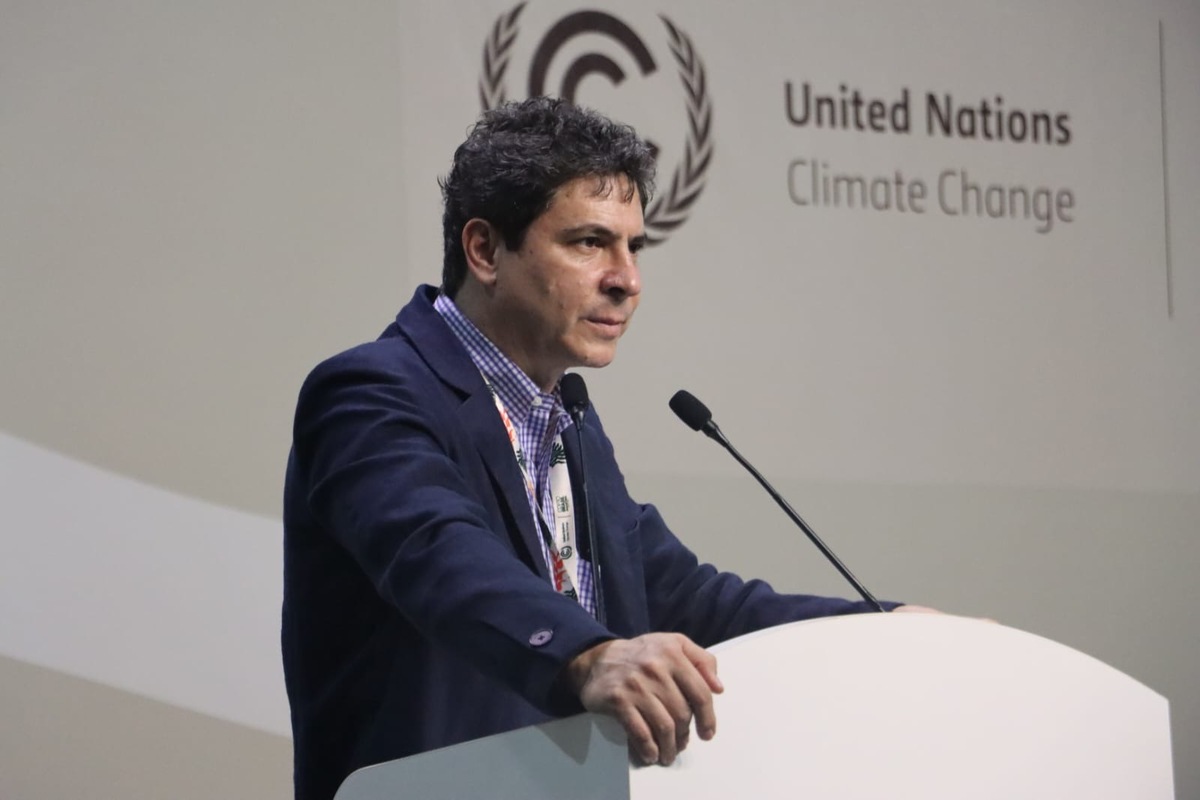 Kim Chaix speaking at the United Nations Climate Change conference